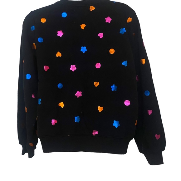 Colorful Metallic Hearts and Stars Sweatshirt Small - Picture 5 of 5